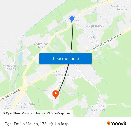 Pça. Emília Molina, 173 to Unifesp map