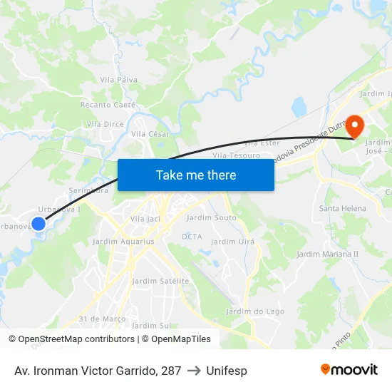 Av.  Ironman Victor Garrido, 287 to Unifesp map