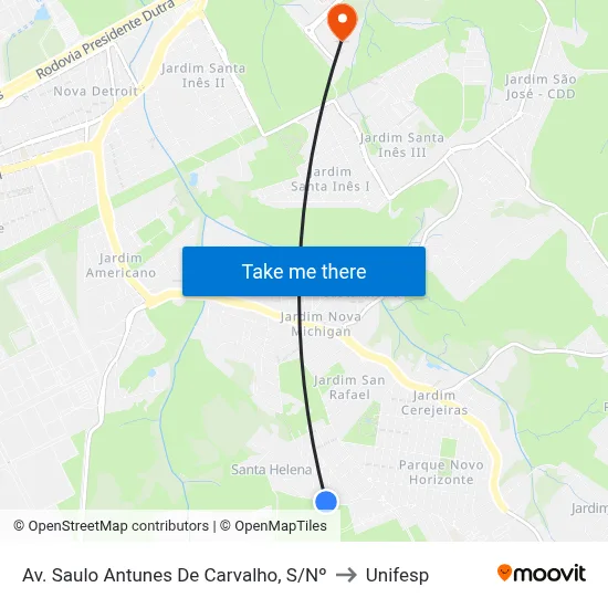 Av. Saulo Antunes De Carvalho, S/Nº to Unifesp map