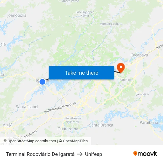 Terminal Rodoviário De Igaratá to Unifesp map