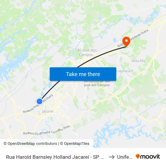Rua Harold Barnsley Holland Jacareí - SP Brasil to Unifesp map