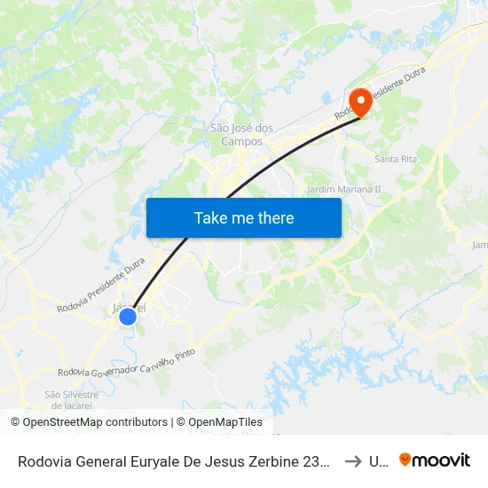 Rodovia General Euryale De Jesus Zerbine 232-404 Jacareí - SP 12327-060 República Federativa Do Brasil to Unifesp map