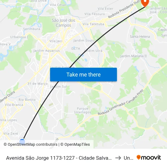 Avenida São Jorge 1173-1227 - Cidade Salvador Jacareí - SP 12312-130 Brasil to Unifesp map