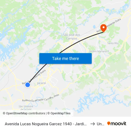 Avenida Lucas Nogueira Garcez 1940 - Jardim Esperança Jacareí - SP Brasil to Unifesp map