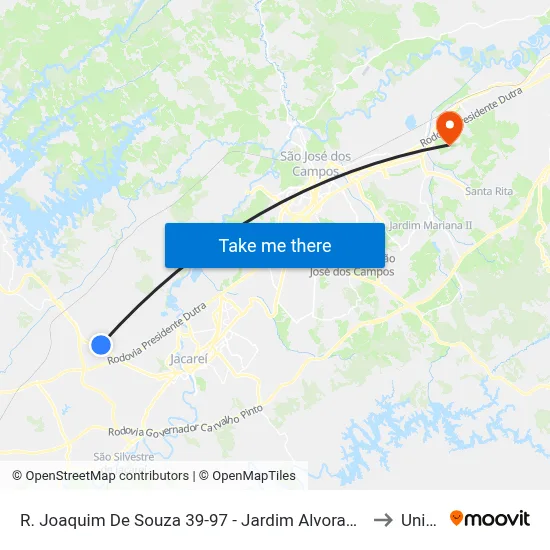 R. Joaquim De Souza 39-97 - Jardim Alvorada Jacareí - SP Brasil to Unifesp map