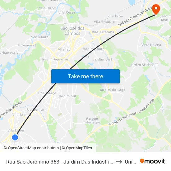 Rua São Jerônimo 363 - Jardim Das Indústrias Jacareí - SP Brasil to Unifesp map