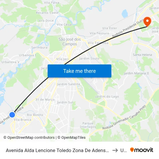 Avenida Alda Lencione Toledo Zona De Adensamento Controlado (Zac - Meia Lua) Jacareí - São Paulo Brasil to Unifesp map