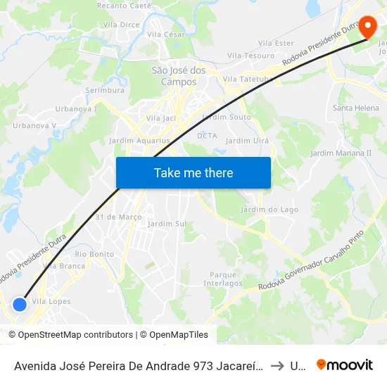 Avenida José Pereira De Andrade 973 Jacareí - SP 12328-290 República Federativa Do Brasil to Unifesp map