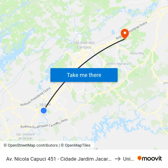 Av. Nícola Capuci 451 - Cidade Jardim Jacareí - SP 12320-330 Brasil to Unifesp map