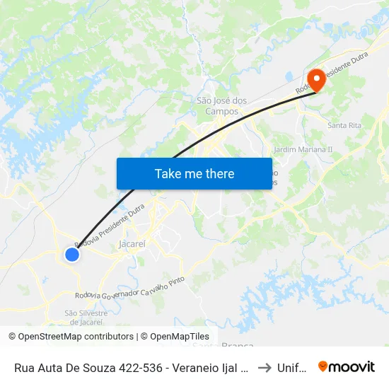 Rua Auta De Souza 422-536 - Veraneio Ijal SP Brasil to Unifesp map
