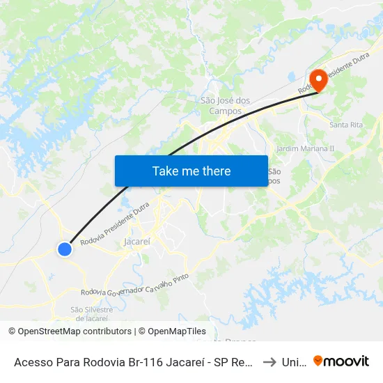 Acesso Para Rodovia Br-116 Jacareí - SP República Federativa Do Brasil to Unifesp map