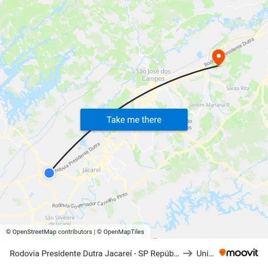 Rodovia Presidente Dutra Jacareí - SP República Federativa Do Brasil to Unifesp map