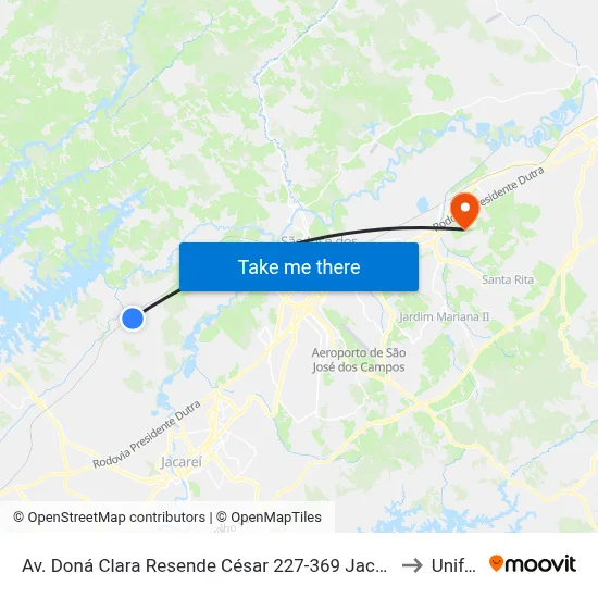 Av. Doná Clara Resende César 227-369 Jacareí - SP Brasil to Unifesp map