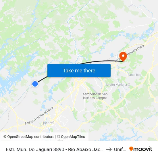 Estr. Mun. Do Jaguari 8890 - Rio Abaixo Jacareí - SP Brasil to Unifesp map