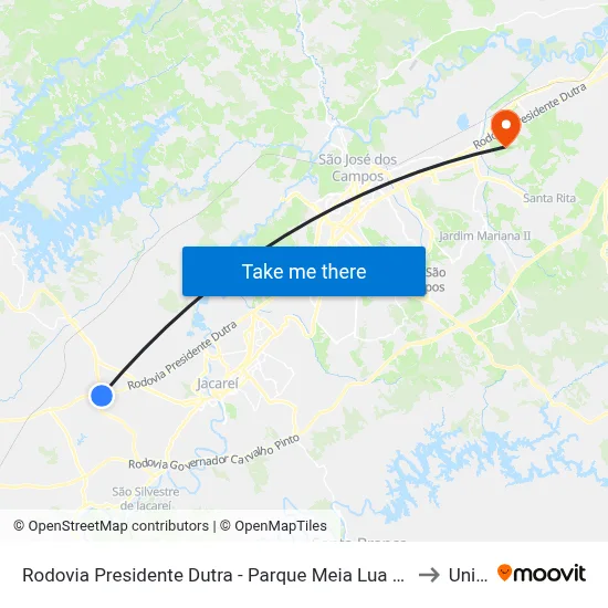 Rodovia Presidente Dutra - Parque Meia Lua Jacareí - SP 12335-010 Brasil to Unifesp map