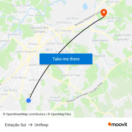 Estação Sul to Unifesp map