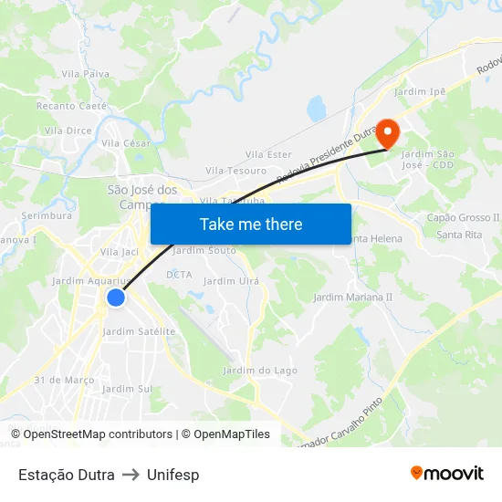 Estação Dutra to Unifesp map