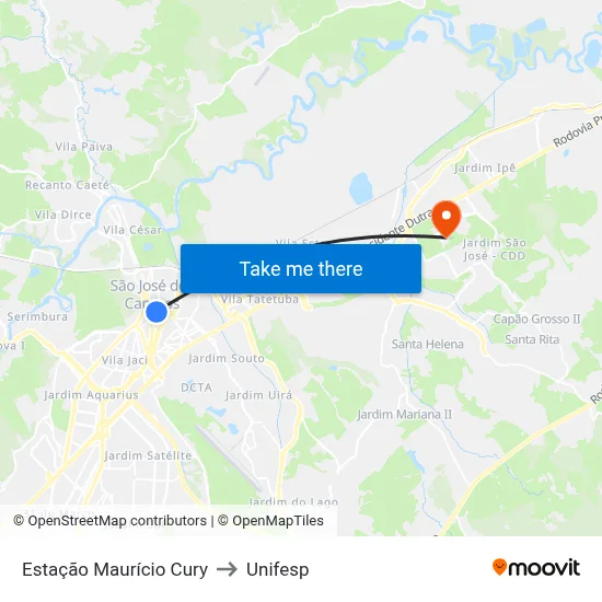 Estação Maurício Cury to Unifesp map