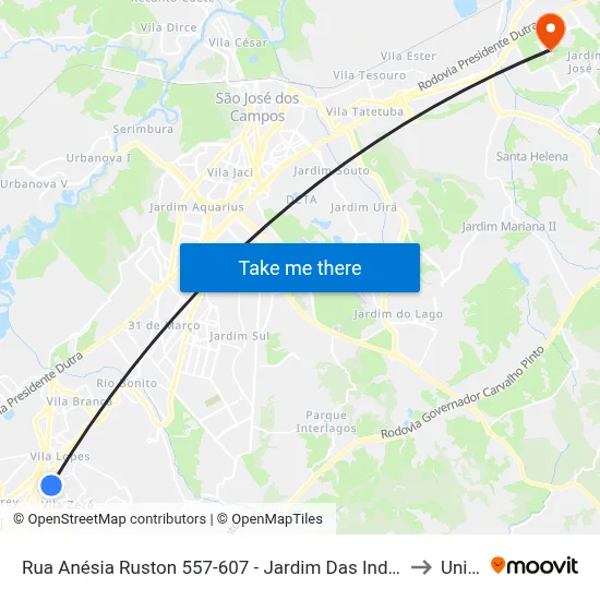 Rua Anésia Ruston 557-607 - Jardim Das Indústrias Jacareí - SP Brasil to Unifesp map