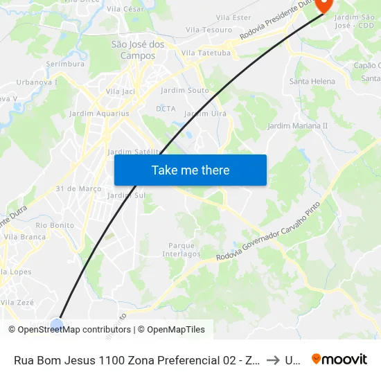Rua Bom Jesus 1100 Zona Preferencial 02 - Zap 2 A Jacareí - São Paulo 12312-150 Brasil to Unifesp map