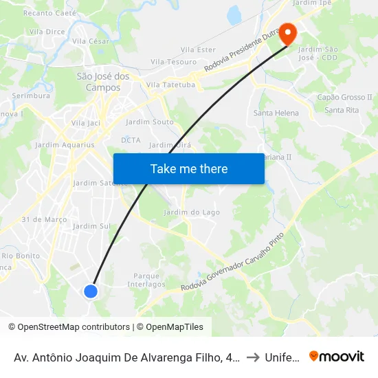 Av. Antônio Joaquim De Alvarenga Filho, 470 to Unifesp map