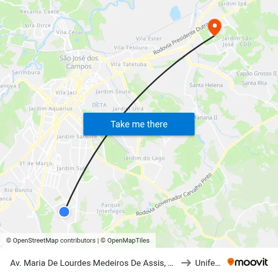 Av. Maria De Lourdes Medeiros De Assis, 899 to Unifesp map