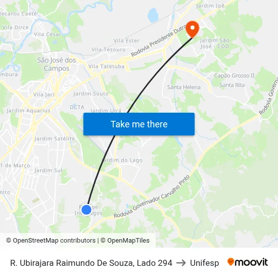 R. Ubirajara Raimundo De Souza, Lado 294 to Unifesp map