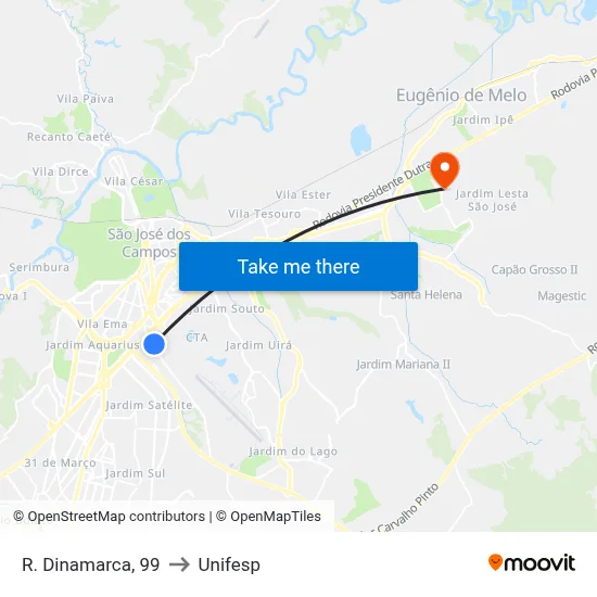 R. Dinamarca, 99 to Unifesp map