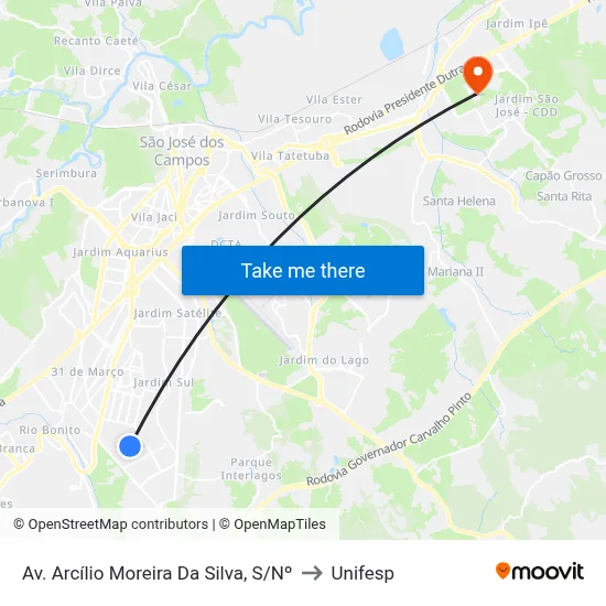 Av. Arcílio Moreira Da Silva, S/Nº to Unifesp map