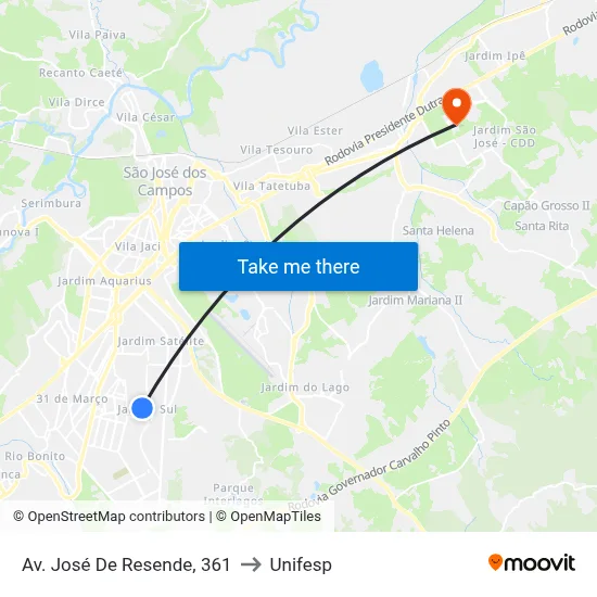 Av. José De Resende, 361 to Unifesp map