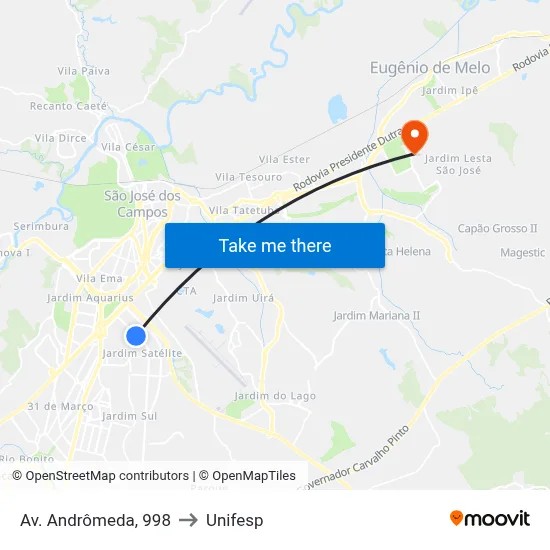 Av. Andrômeda, 998 to Unifesp map