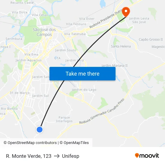 R. Monte Verde, 123 to Unifesp map