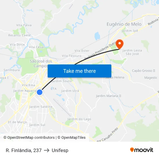 R. Finlândia, 237 to Unifesp map