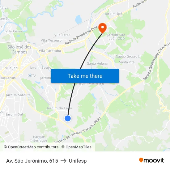Av. São Jerônimo, 615 to Unifesp map