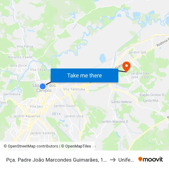Pça. Padre João Marcondes Guimarães, 106 to Unifesp map
