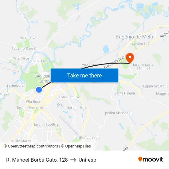 R. Manoel Borba Gato, 128 to Unifesp map