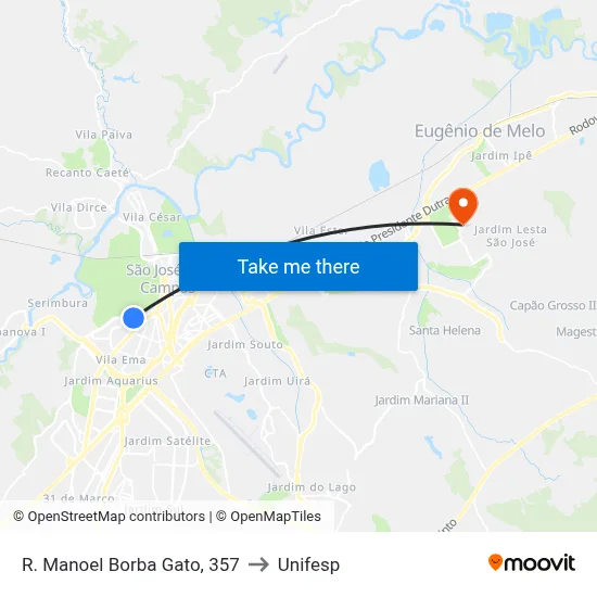 R. Manoel Borba Gato, 357 to Unifesp map