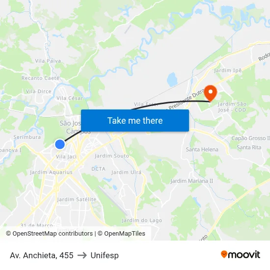 Av. Anchieta, 455 to Unifesp map