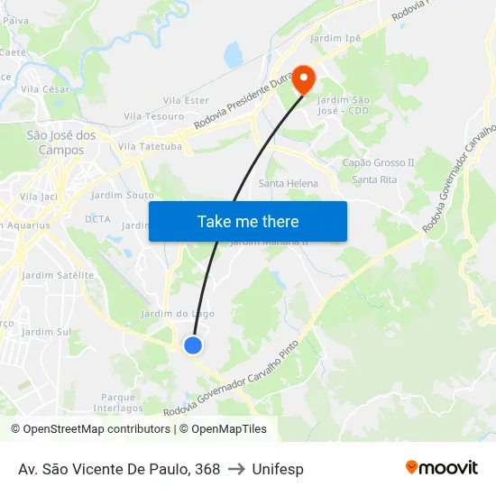 Av. São Vicente De Paulo, 368 to Unifesp map
