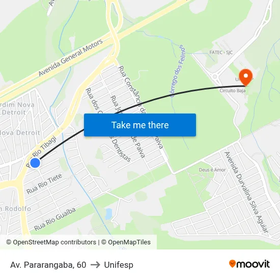 Av. Pararangaba, 60 to Unifesp map