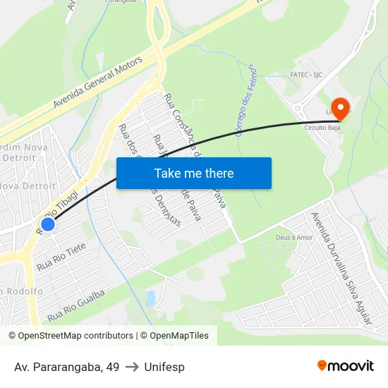Av. Pararangaba, 49 to Unifesp map