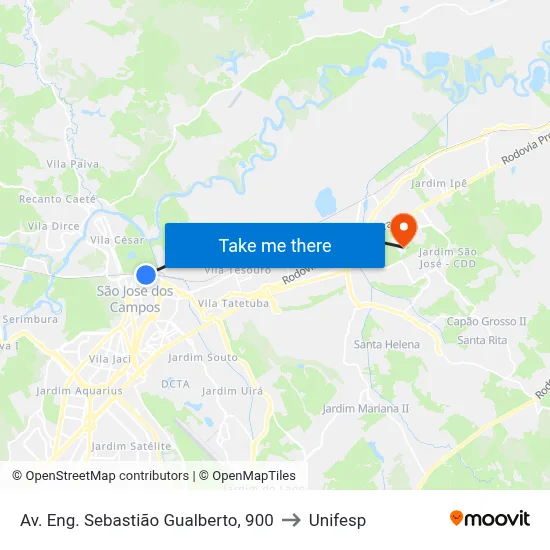 Av. Eng. Sebastião Gualberto, 900 to Unifesp map