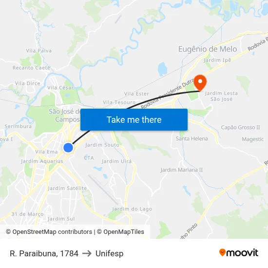 R. Paraibuna, 1784 to Unifesp map
