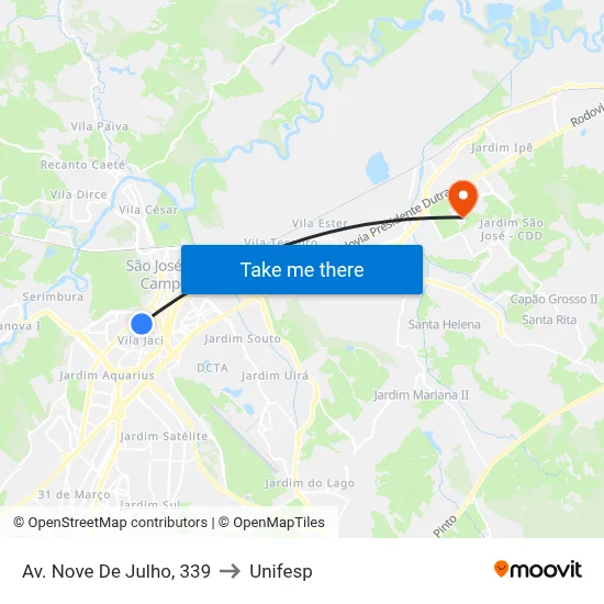 Av. Nove De Julho, 339 to Unifesp map