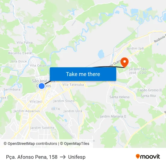 Pça. Afonso Pena, 158 to Unifesp map
