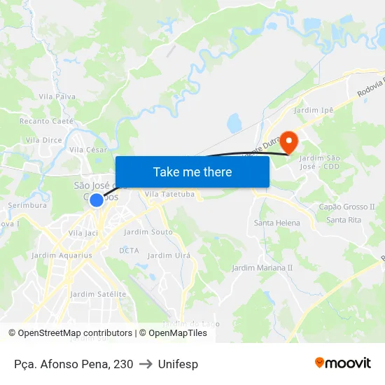Pça. Afonso Pena, 230 to Unifesp map
