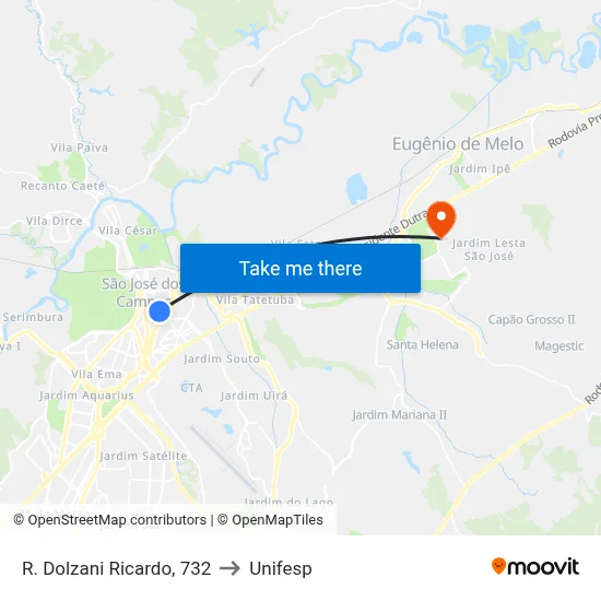 R. Dolzani Ricardo, 732 to Unifesp map