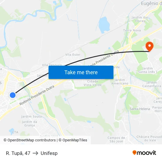 R. Tupã, 47 to Unifesp map