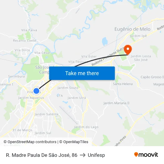 R. Madre Paula De São José, 86 to Unifesp map