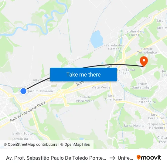 Av. Prof. Sebastião Paulo De Toledo Pontes, 42 to Unifesp map